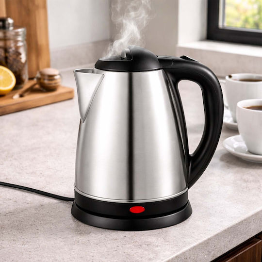 Cheffinger 2л Електрическа Кана От Неръждаема Стомана 1500W Бързо Кипене Автоматично Изключване Черна Сребърна