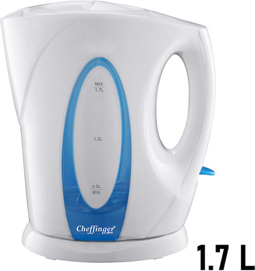 Cheffinger 1.7л Безжична Електрическа Кана Сигурно Заключване Бяла 1500W