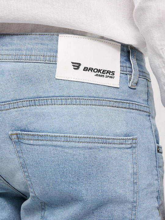 Men's Elastic Jeans Pants with Slim Fit Blue