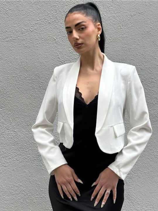 Chica Κοντό Γυναικείο Σακάκι Λευκό