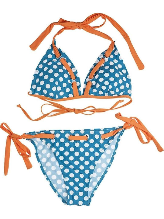 Set Bikini Τριγωνάκι & Brazil Πουά Τιρκουάζ