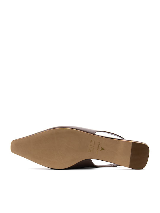 Δερμάτινες Γυναικείες Μπαλαρίνες Slingback σε Καφέ Χρώμα