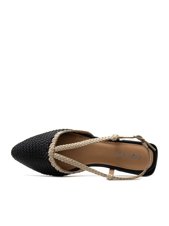 Δερμάτινες Γυναικείες Μπαλαρίνες Slingback με Λουράκι σε Μπεζ Χρώμα