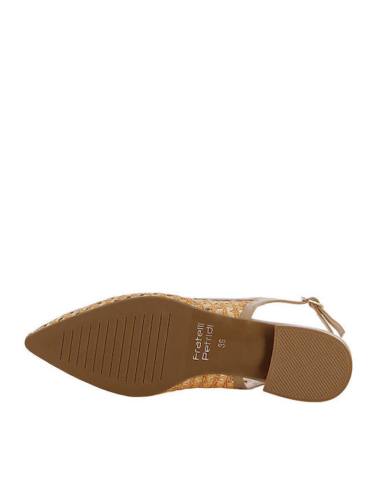 Δερμάτινες Γυναικείες Μπαλαρίνες Slingback σε Μπεζ Χρώμα