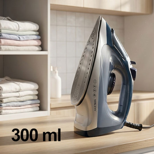 Sokany Парна Ютия 2200w Резервоар 300ml Регулируем Термостат Черна Сребриста