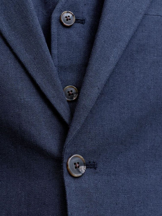 Summer Men’s Suit Jacket with Slim Fit Navy Blue