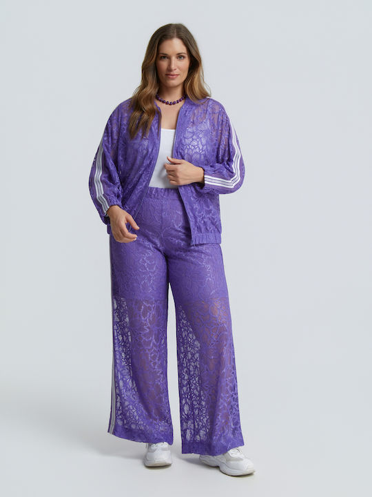 Women's Cardigan with Zipper in Purple Colour