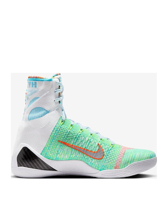 Kobe 9 Elite Protro What The Kobe Inalti Pantofi De Baschet Albi / Argintiu Reflectorizant / Albastru Clor / Negri