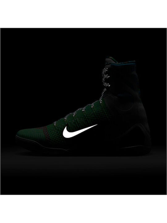 Kobe 9 Elite Protro What The Kobe Inalti Pantofi De Baschet Albi / Argintiu Reflectorizant / Albastru Clor / Negri