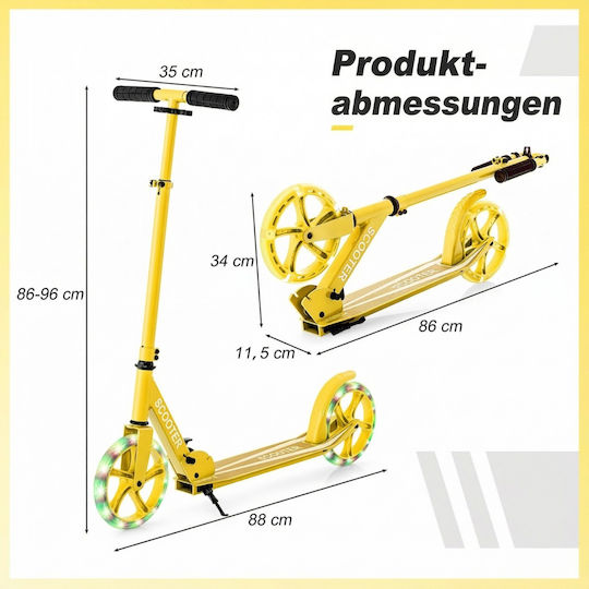 Costway Kids Scooter Foldable 2-Wheel Yellow