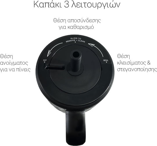 Cool'NMore Handled Tumbler Thermos Stainless Steel / Plastic BPA Free 1.2lt Black with Straw and Handle