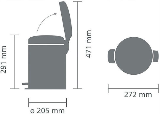 Brabantia Newicon Πλαστικό Καλαθάκι Μπάνιου 5lt Γκρι