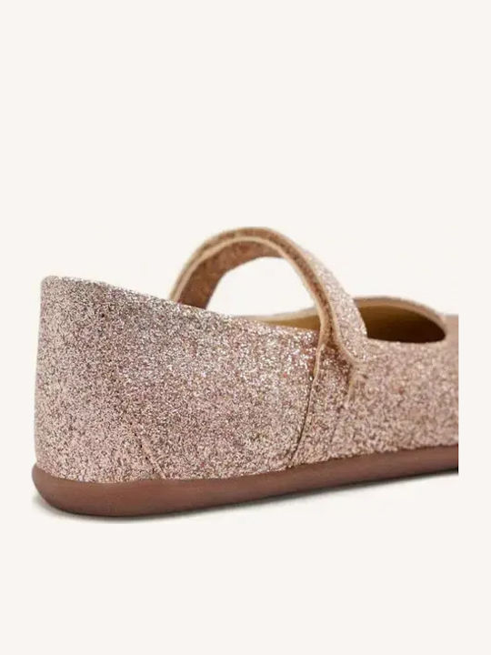Anatomic Kids Ballerinas with Hoop & Loop Closure Leather Gold