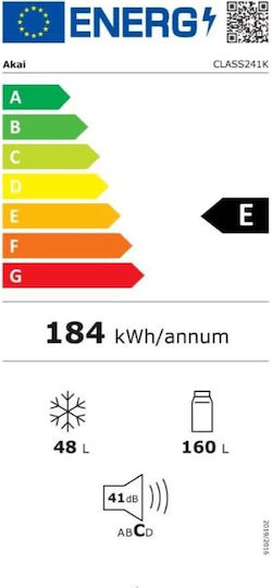 Akai Proffesional Retro Ψυγείο Δίπορτο 208lt Υ147xΠ54.5xΒ54.5εκ. Μπλε CLASS241KBL