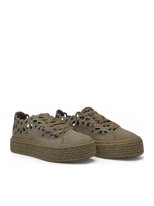 Leather Women's Espadrilles In Beige Colour