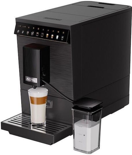Mova 10 Pro Αυτόματη Μηχανή Espresso 1470W Πίεσης 19bar για Cappuccino με Μύλο Άλεσης Μαύρη