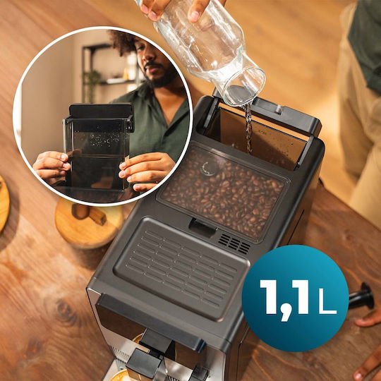 Cecotec Latte Touch Automatische Espressomaschine 1500W Druck 19bar für Cappuccino mit Mahlwerk Grau