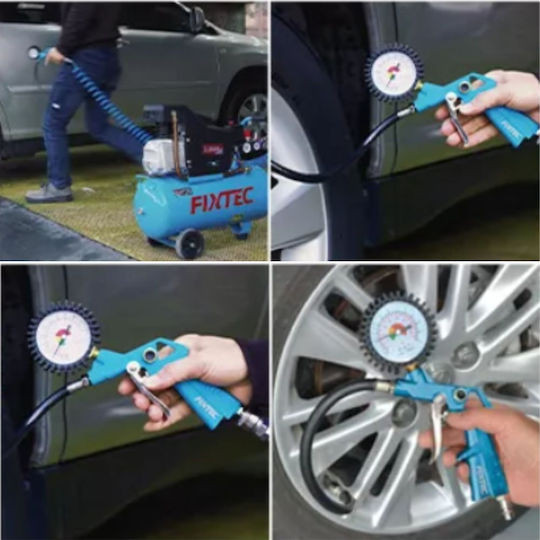 Tire Inflator Gun Pressure Gauge Fixtec Ffatg0001-eu 115 Psi 1/4"