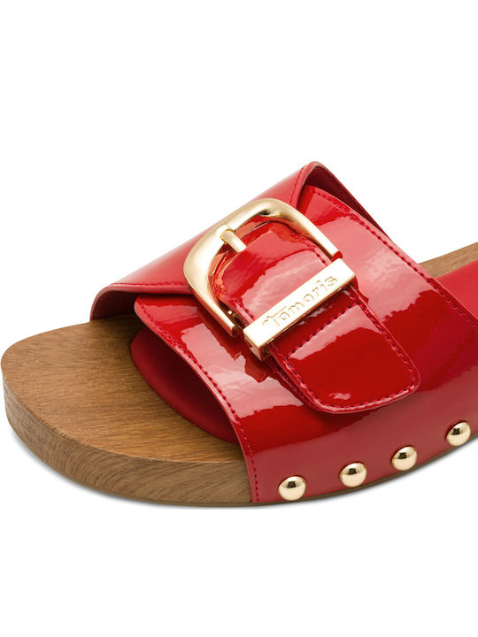 Damen Pantoletten in Rot Farbe Flat