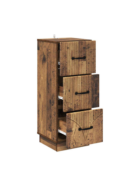 Wooden Storage Drawers with 3 Drawers L33xW34.5xH87cm