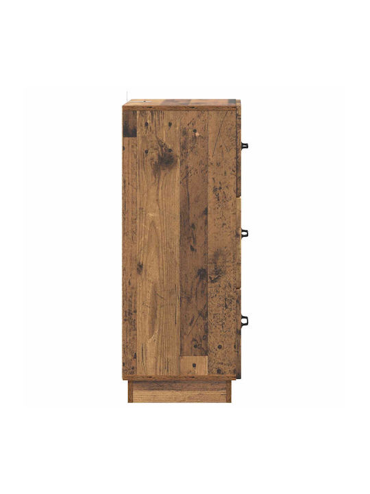 Wooden Storage Drawers with 3 Drawers L33xW34.5xH87cm