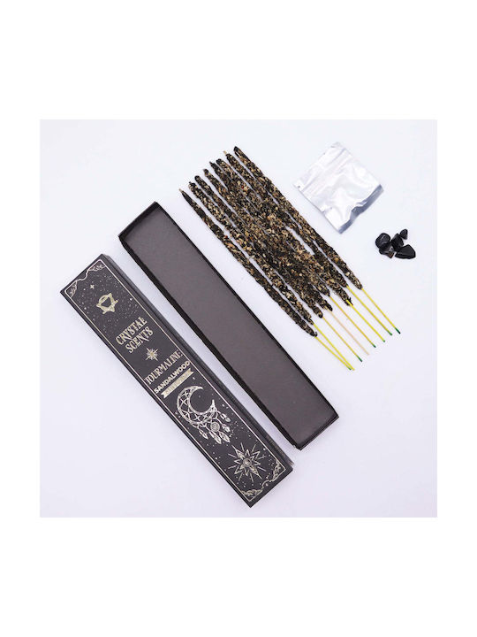 Smudge Kit Handmade Home Fragrance Sticks Combine Scent Sandalwood & Energy Natural Crystal Black Tourmaline