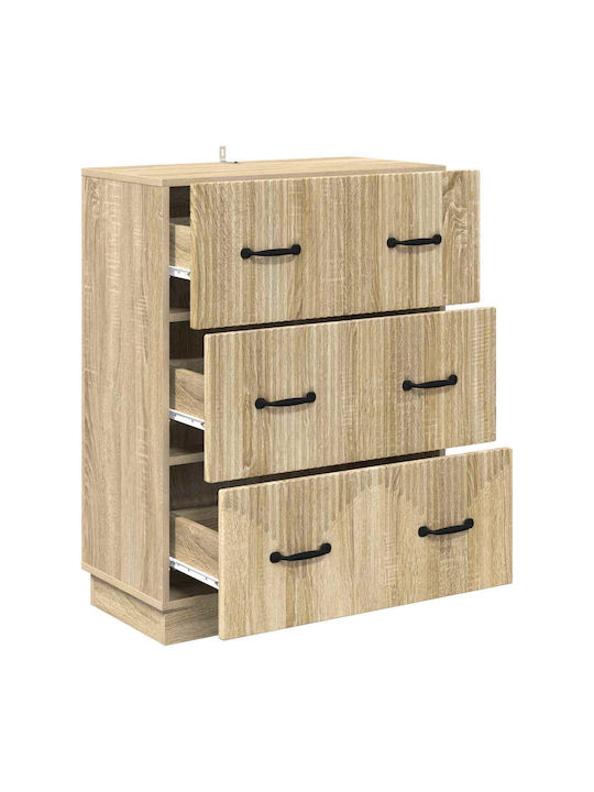 Comodă Dormitor Din Lemn Cu 3 Sertare 66x34.5x87cm