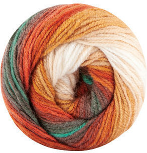 Kamgarn Papatya Batik Knitting Yarn Col554-33 Orange-Carrot-Teal Multicolour Acrylic 100g 360m