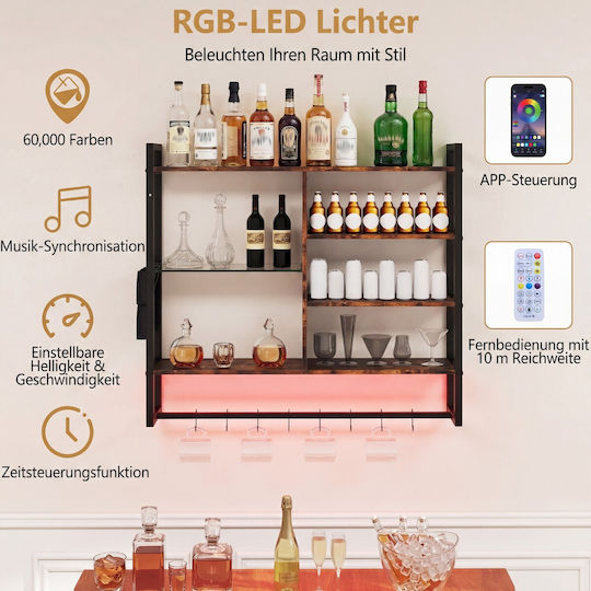 Ράφι με LED Καφέ 107x24x96εκ.