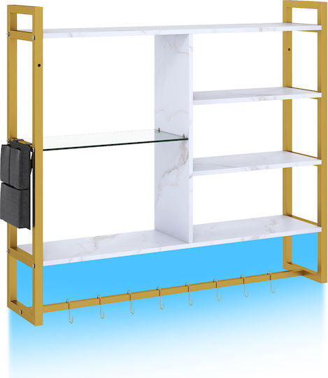 Wall Shelf with LED White 107x24x96cm
