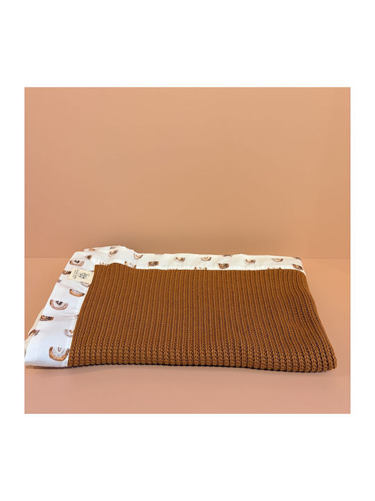 Grandes Suenos Nursery Swaddling Blanket Rainbows Cotton Brown 75x100cm