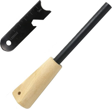 Robust Survival Fire Striker Wooden Handle Multifunctional Scraper Depox Wood 12 Cm