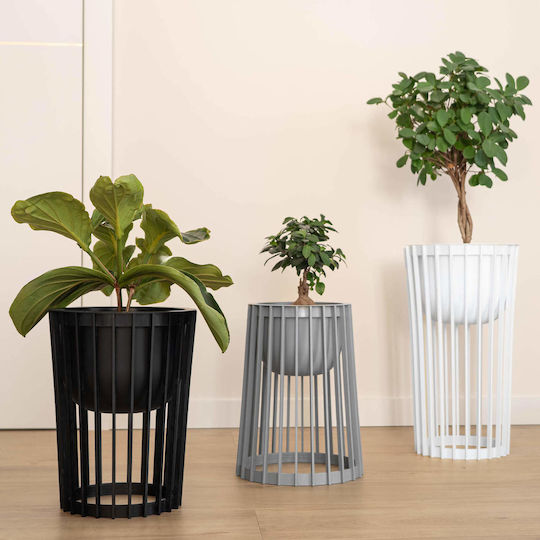 Standing Flower Pot Stand Loft Double-sided Black 53.5 Cm + Insert