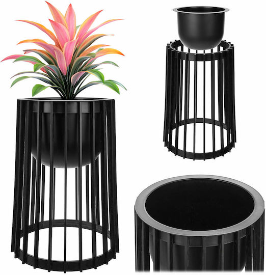 Standing Flower Pot Stand Loft Double-sided Black 53.5 Cm + Insert