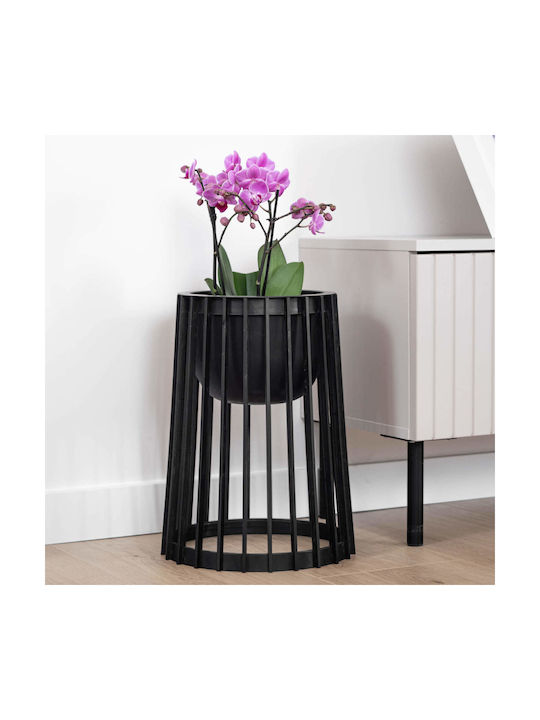 Suport Ghiveci De Flori În Picioare Loft Dublu Față Negru 53.5 Cm + Inserție