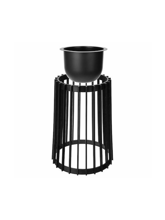 Suport Ghiveci De Flori În Picioare Loft Dublu Față Negru 53.5 Cm + Inserție