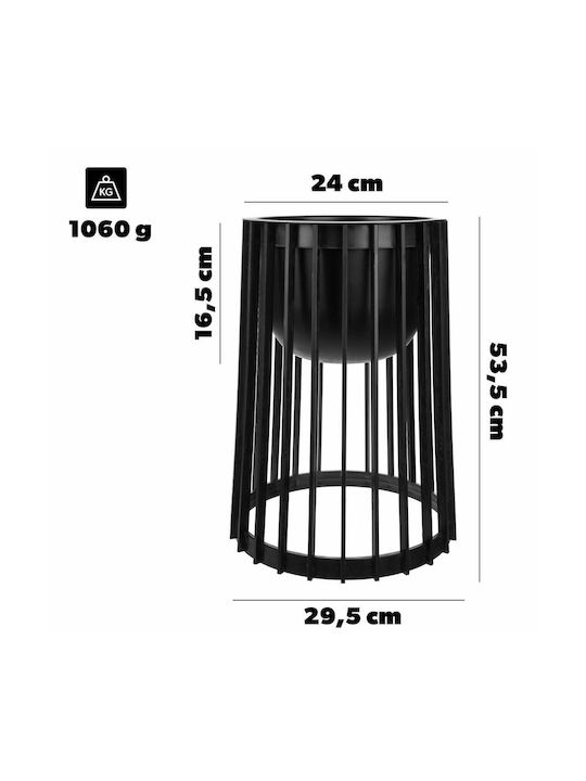 Suport Ghiveci De Flori În Picioare Loft Dublu Față Negru 53.5 Cm + Inserție