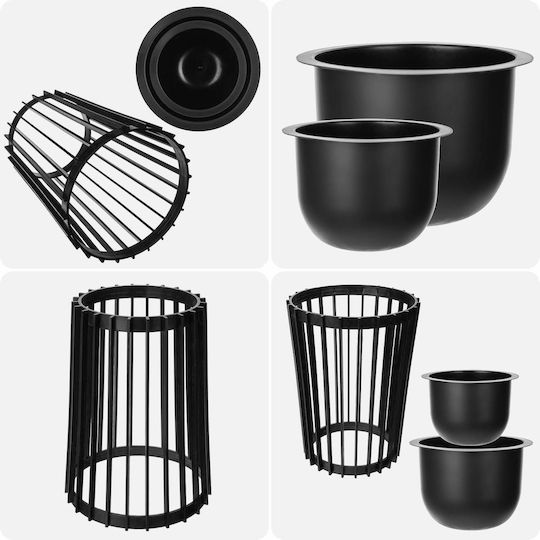 Standing Flower Stand Loft Double-sided Black 39.5 Cm + 2x Insert
