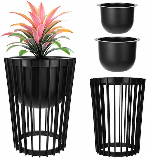 Standing Flower Stand Loft Double-sided Black 39.5 Cm + 2x Insert