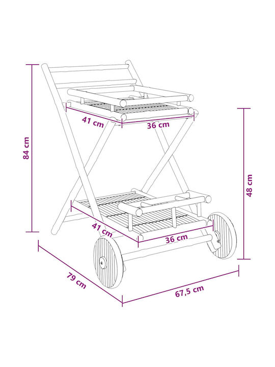 vidaXL Κάβα Ποτών Ξύλινη με Ρόδες Καφέ 79x67.5x84εκ.