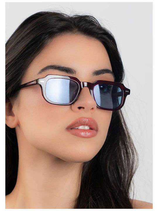 Red Raven Unisex Γυαλιά Ηλίου με Μπλε Σκελετό και Μπλε Φακό