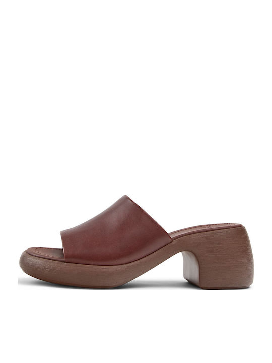 Mules with Heel in Brown Colour