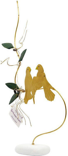 Epilekton Art 07-443 Handgemachtes Tischdekoration aus Messing Vogel Zweig Olive 14x30