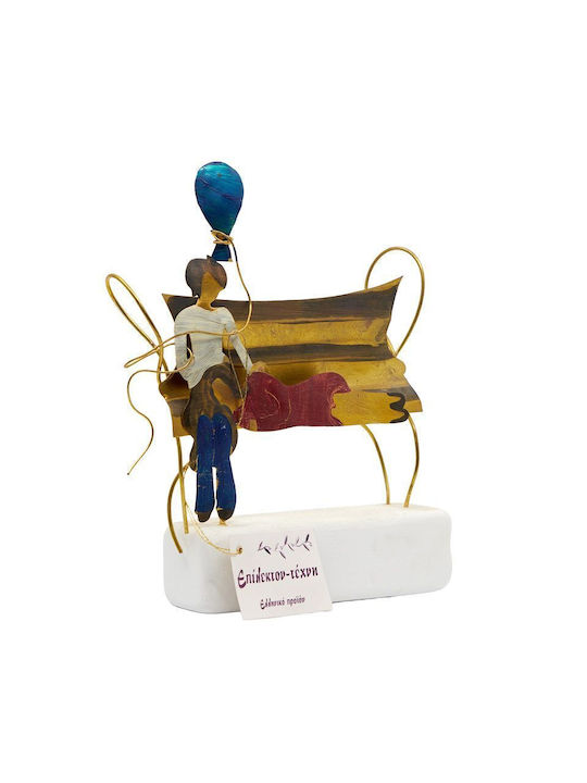 Epilekton Art 01-250 Handmade Tabletop Decor Brass Couple on the Pedestal 12x15