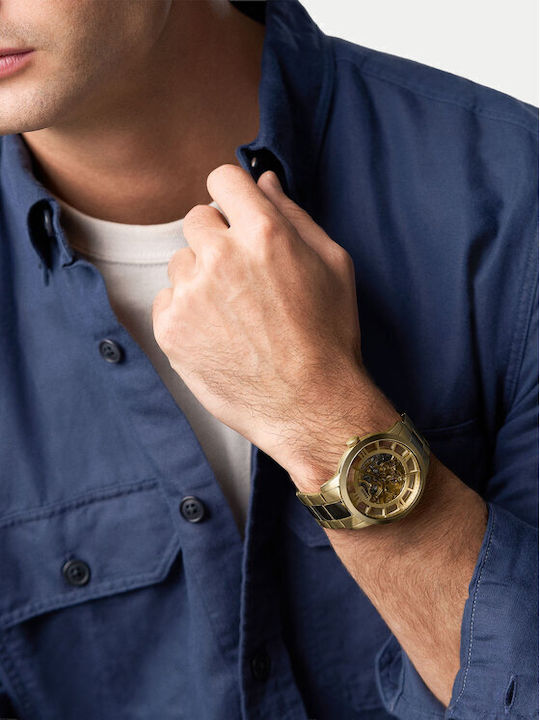 Fossil Townsman Мъжки Часовник 44mm Автоматичен с Златиста Стоманена Гривна