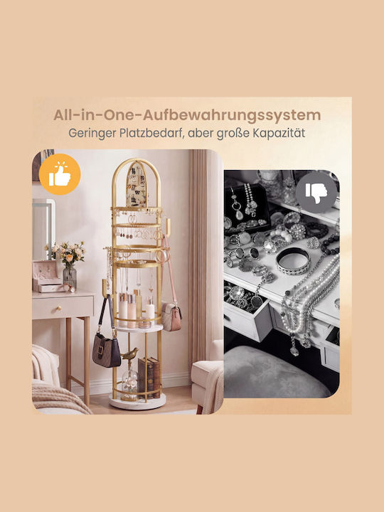 Costway Hölzernes Schmuckkästchen Gold