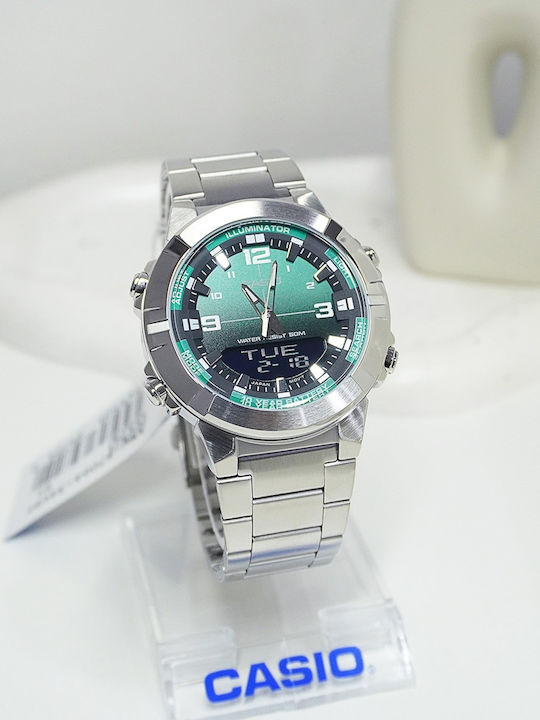Casio Collection Men's Watch 44mm Battery with Green Metal Bracelet