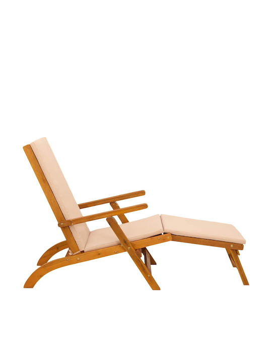 Doppelter Hölzernes Garten- und Pool-Liegestuhl Beige