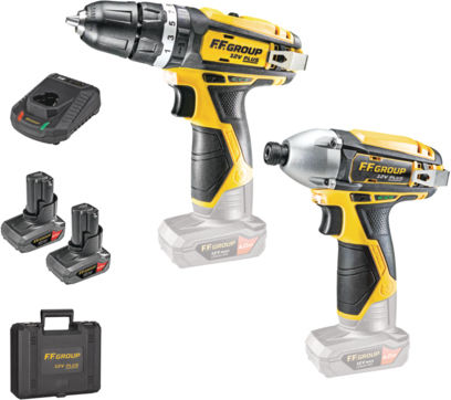 FFG 46565 Set Impact Drill Driver & Impact Screwdriver 12V with 2 Batteries 4Ah and Case