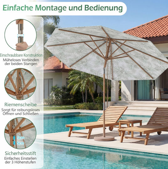 Holz-Garten- und Terrassen-Sonnenschirm in Grün